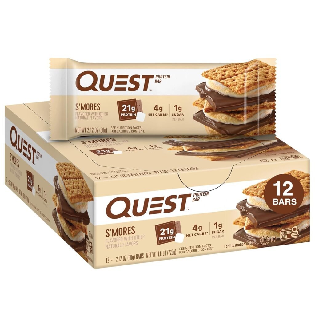 Quest Nutrition Chocolate Chip Dough Cookie Protein Bars, 21g Protein, 1g Sugar, 4g Net Carb, Gluten Free, Keto Friendy, 12 Count