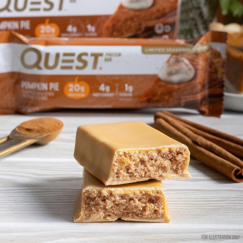 Quest Nutrition Pumpkin Pie Protein Bar, 20g Protein, 4g Net Carb, 1g Sugar, Gluten Free, 12 Count