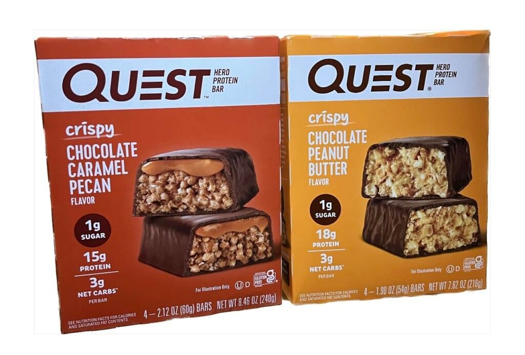 Quest Protein Bar, Crispy Chocolate Caramel Pecan  Crispy Chocolate Peanut Butter. (2pack)