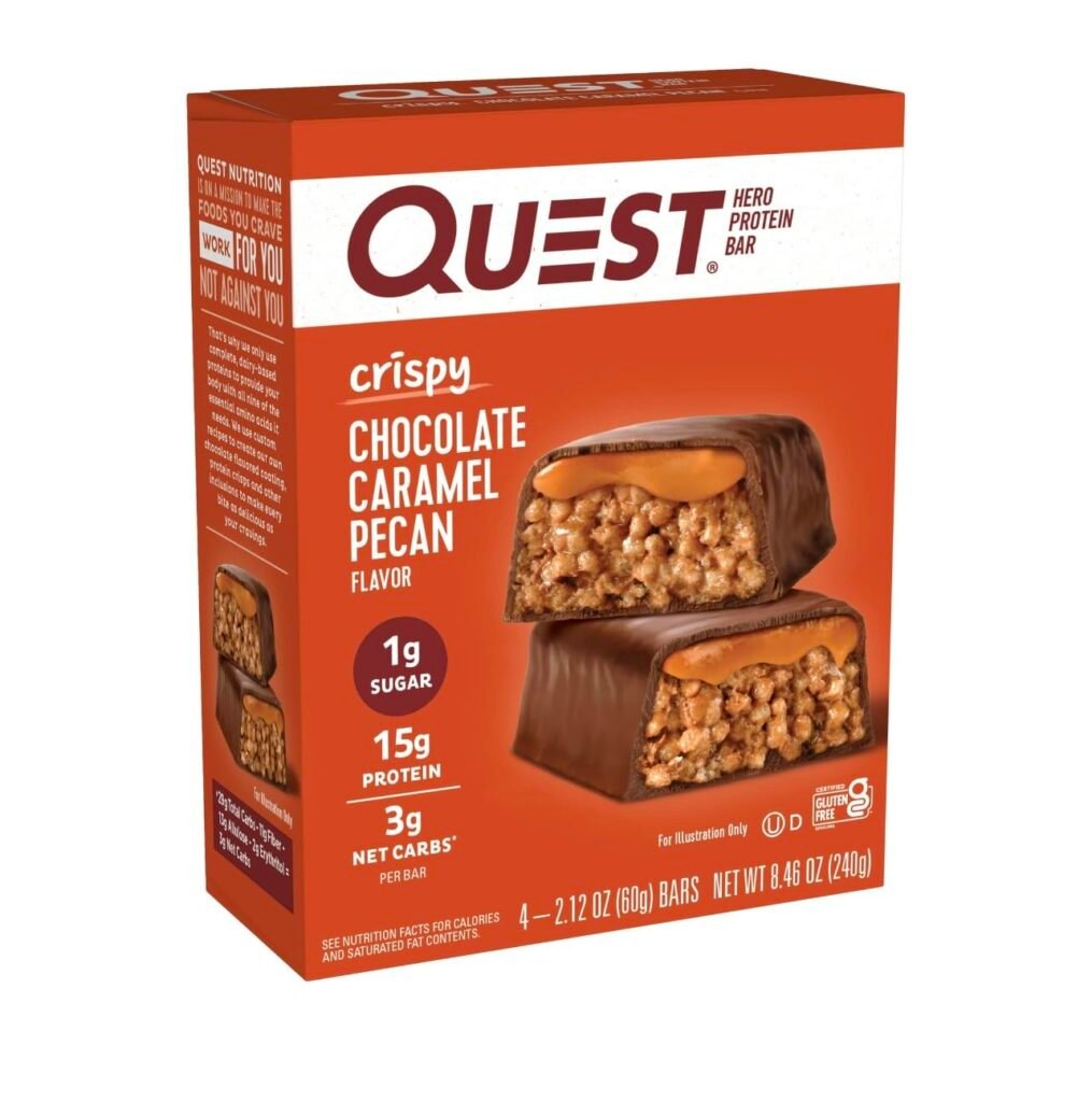 Quest Protein Bar, Crispy Chocolate Caramel Pecan  Crispy Chocolate Peanut Butter. (2pack)